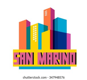 San Marino in europe is a beautiful country to visit. vintage vector illustration.