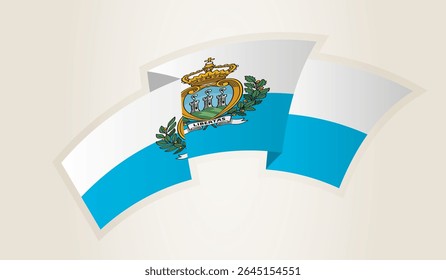 San Marino Flag in Abstract Ribbon Shape, National Symbol of the San Marino. This vector is ideal for use in national events, Independence Day, international sports competitions.