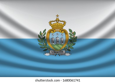 San Marino flag background with cloth texture. San Marino Flag vector illustration eps10. - Vector