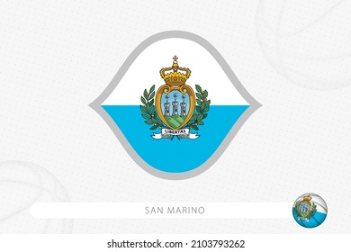 San Marino flag for basketball competition on gray basketball background. Sports vector illustration.