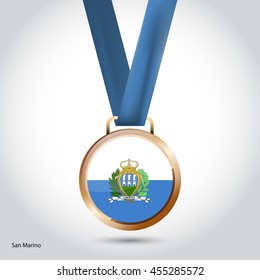 San Marino Flag in Bronze Medal. Vector Illustration. RIO Olympic Game Bronze Medal. Vector Illustration