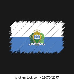 San Marino Flag Brush Strokes Painted