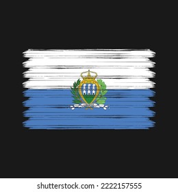 San Marino Flag Brush Strokes Painted