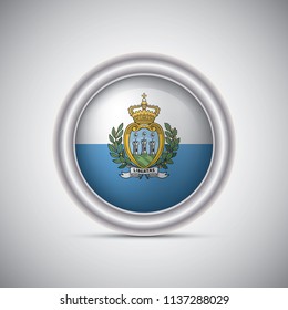 San Marino flag button style. Vector image