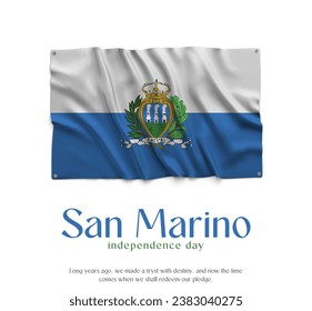 San Marino Flag, Celebrating Independence Day. Abstract waving flag on white background Country Flag.