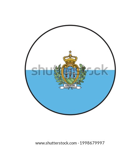 San Marino flag circle push button on isolated white background for European concepts