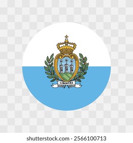 San Marino flag - circle vector flag isolated on checkerboard transparent background