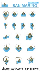 San Marino Flag Collection. Big set for design. Vector Illustration.