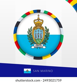 San Marino Flag with Colorful Circle Border. Vector icon.