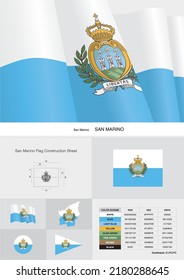 San Marino Flag Construction Sheet Vector