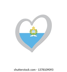 San Marino flag emoji vector inside of heart symbol