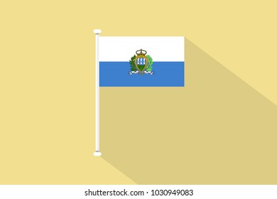 San Marino flag with flagpole,vector illustration