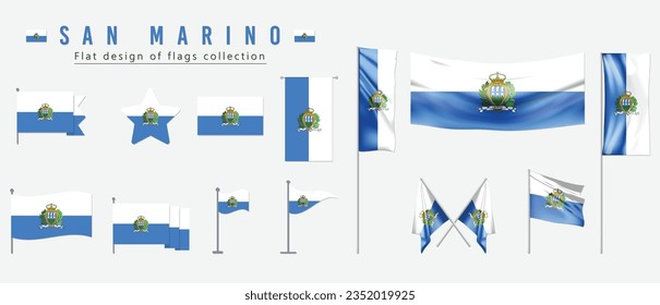 San Marino flag, flat design of flags collection