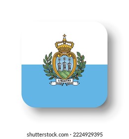 San Marino flag - flat vector square with rounded corners and dropped shadow.