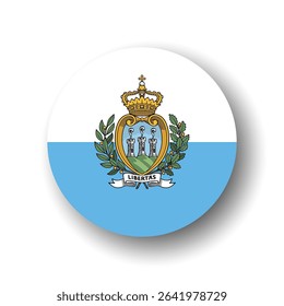 San Marino flag - flat vector circle icon or badge with dropped shadow.