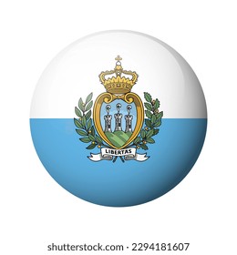 San Marino flag - glossy circle badge. Vector icon.