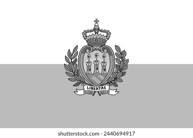 San Marino flag - greyscale monochrome vector illustration. Flag in black and white