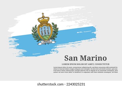 San Marino flag grunge brush and text poster, vector