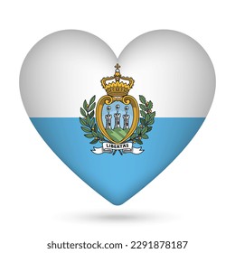 San Marino flag in heart shape. Vector illustration.