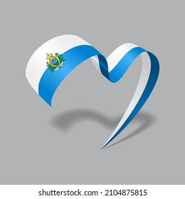 San Marino flag heart shaped ribbon. Vector illustration.
