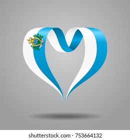 San Marino flag heart-shaped wavy ribbon. Vector illustration.