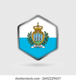 San Marino Flag Icon in Hexagon Shape.
