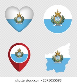 San Marino Flag Icons Pack. Vector illustration.