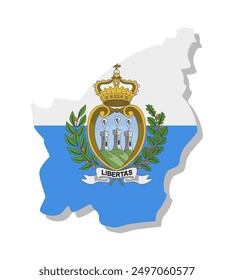 San Marino - Flag inscribed in the contour of the country. Vector illustration.