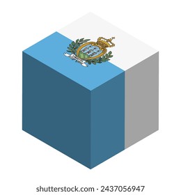 San Marino flag - isometric 3D cube isolated on white background. Vector object.