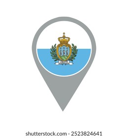 pino de localização da bandeira de san marino, aplicativo da bandeira, Pino de localização da bandeira, design gráfico, ponteiro do mapa, ilustração vetorial.