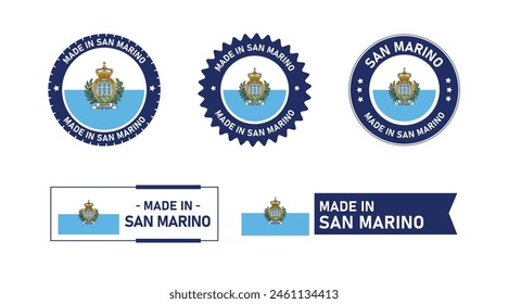 San Marino flag, Made in San Marino. Tag, Seal, Stamp, Flag, Icon vector