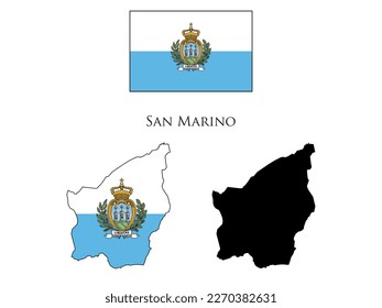 san marino flag and map illustration vector