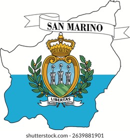 San Marino flag map, national identity.