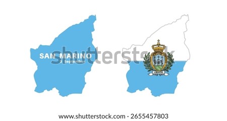  san marino flag and map set. san marino flag in official colors and proportions., map