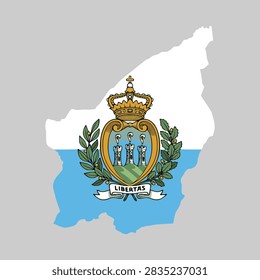 San Marino flag map. San Marino flag map vector. San Marino flag map on gray background