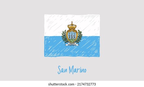 San Marino Flag Marker or Pencil Sketch Illustration Vector