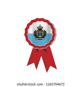 San Marino flag medal vector design.  Realistic 3D red color