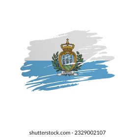 San Marino flag - nation vector country flag trextured in grunge scratchy brush stroke.