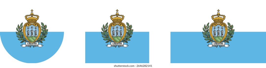 San Marino Flag – National and Official Flag of San Marino with Coat of Arms.

