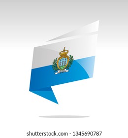 San Marino flag New abstract origami logo icon button label vector