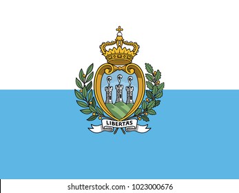 San Marino flag with official colors and the aspect ratio of 3:4. Flat vector illustration.