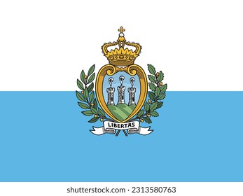 San Marino flag, official colors and proportion. Vector illustration.