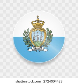 San Marino Flagge auf Knopf glänzendes Glas
