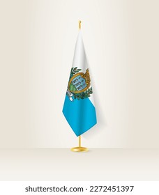 San Marino flag on a flag stand. Vector illustration.