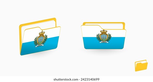 San Marino flag on two type of folder icon. Vector illustration.