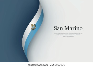 San Marino flag on Waving ribbon. Template for independence day