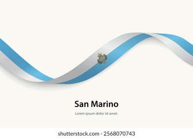 San Marino flag on Waving ribbon. Template for independence day