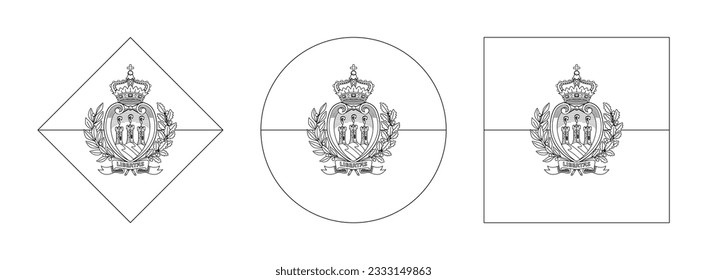 san marino flag outline set. vector illustration isolated on white background