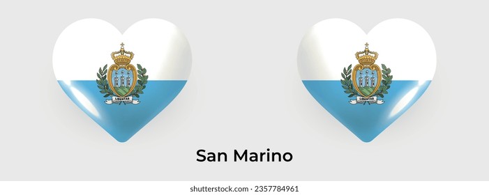 San Marino flag realistic glas heart icon vector illustration