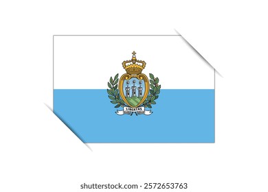 San Marino flag - rectangle colorful flag representing a country cultural identity and heritage. The essence of national pride and unity. Attached by the corners in a paper album